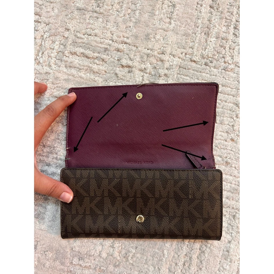 Michael Kors 钱包 棕色 签名 Monogram 标志 双折卡片夹 手包 — 第 4/4 张图片