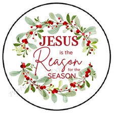 JESUS IS THE REASON FOR THE SEASON ENVELOPE SEALS LABELS STICKERS FAVORS