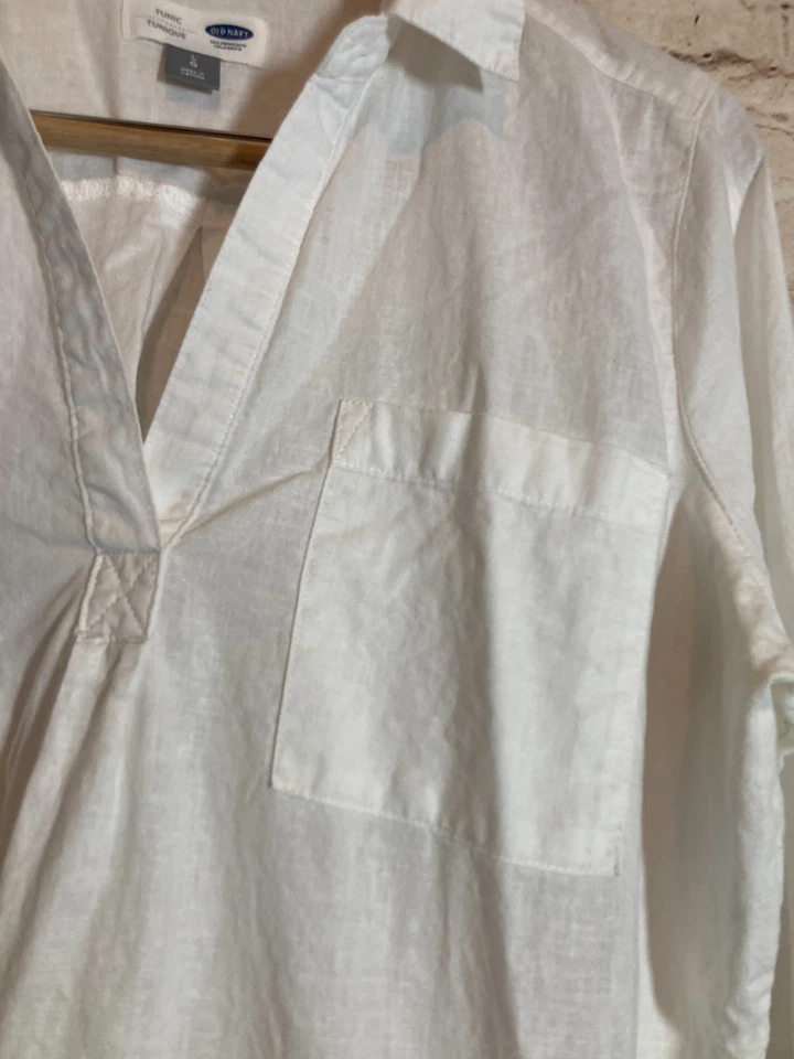Old Navy Tunic Top Womens Large Lightweight Beachy Popover Linen Blend Lagom - Image 3 of 4