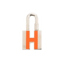 HERMES Cadena Padlock Charm Orange Palladium 6253294