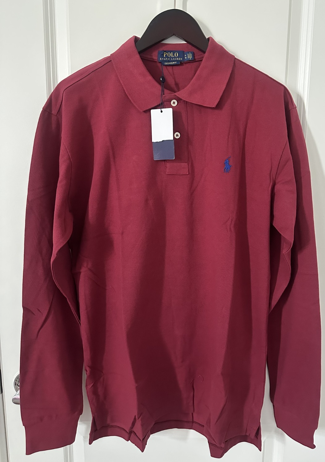 Polo Ralph Lauren Men’s Custom Fit Long Sleeve Polo Shirt Red Size XL ...