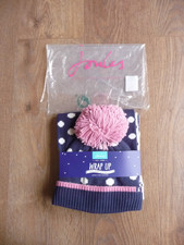  Joules set sciarpa accogliente blu navy/rosa e cappello foderato in pile età 3-7 nuovo con etichette (£29,95 nuovo)