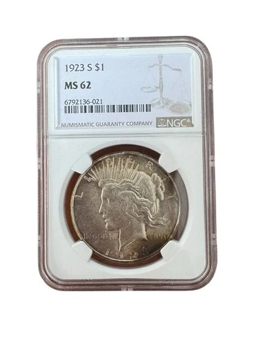 1923-S $1 Peace Dollar NGC MS 62 Silver Coin
