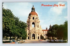 Vintage Pasadena City Hall California Lithograph Postcard by Mike Roberts