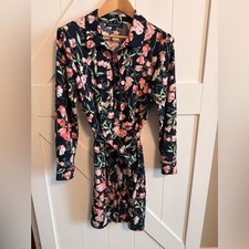Tommy Hilfiger T Shirt Long Sleeve Tie Front Floral Dress Women’s Size 10 EUC