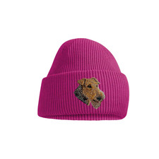 AIREDALE TERRIER DOG BEANIE HAT. UNISEX EMBROIDERED WINTER HAT. GIFT BOX