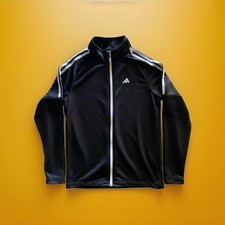 Adidas Men s 3 Stripe Size S/Small Tricot Track Jacket Medium Black /Whites Gym