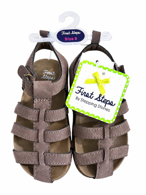 First Steps Unisex Brown Fisherman Sandals Size 8 Hook Loop Open Toe