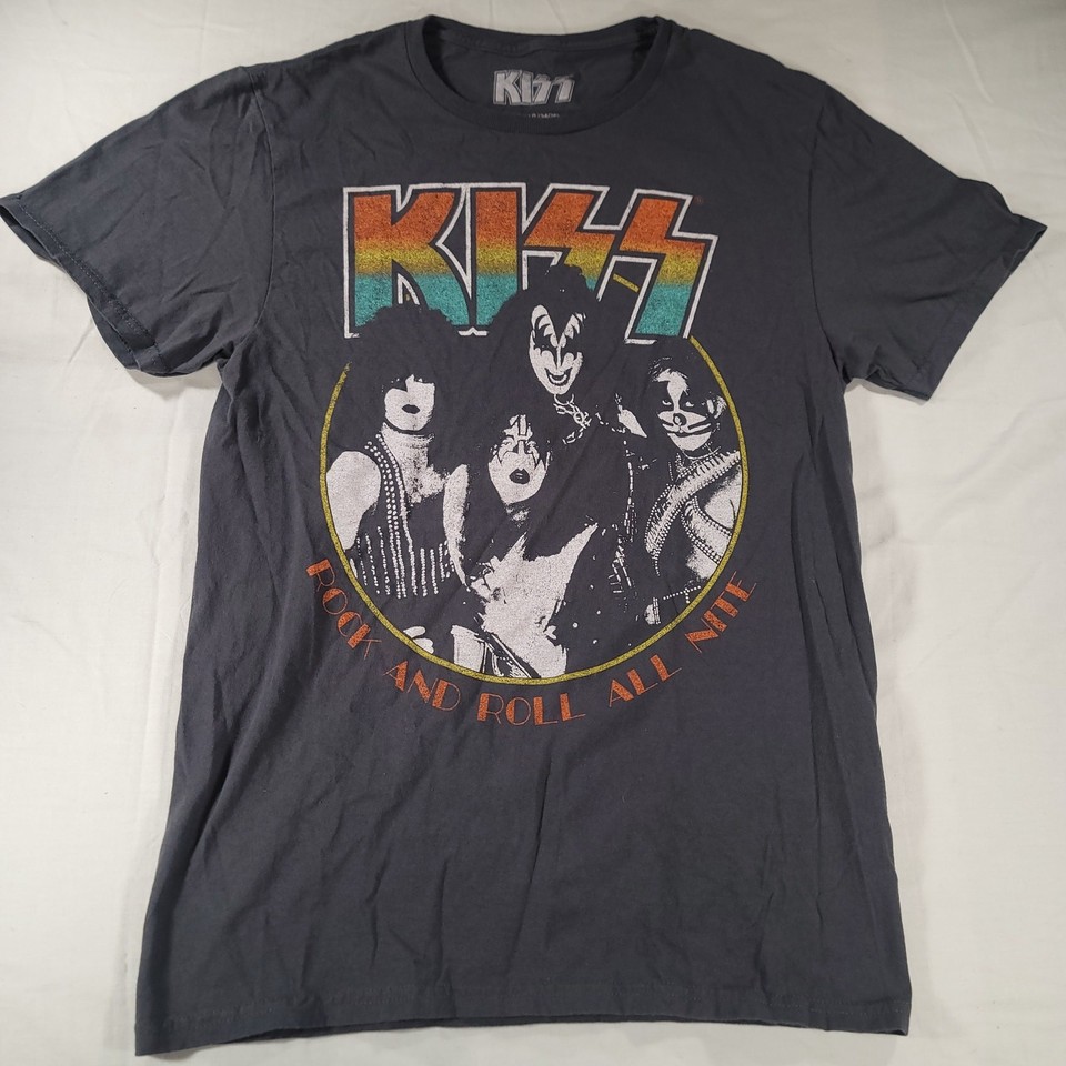 Kiss World Rock and Roll All Night Band Crew Neck T Shirt Mens Size ...