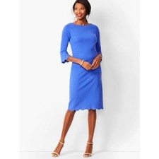Talbots NWT $159 Refined Scallop-Edge Ponte Sheath Dress Size 14 Royal Blue 
