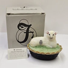 Fenton Glass Lamb Sheep On Nest Folk Art Collection With Box Hand Painted Signed