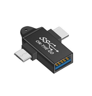 USB Type C & Micro USB Male to USB 3.0 2in1 OTG Adapter Converter Android PnP *t