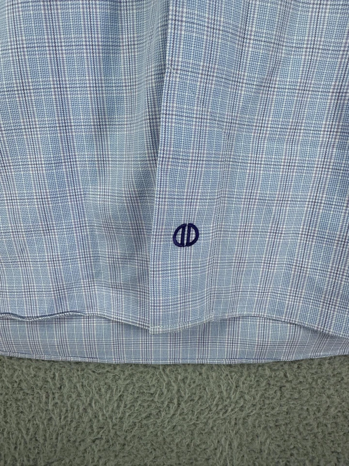 David Donahue Shirt Mens 17 34/35 Blue Purple Plaid Button Down Cotton Classic - Image 3 of 4