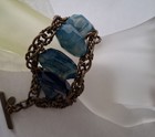 Rare Vtg Aris Geldis Paris Blue Agate Stone Chain Bracelet w/Brass 7 " Long! — photo 1