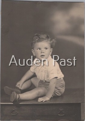 Vintage Sepia Foto Kleinkind Baby Studio Portrait 10,5x14,8cm