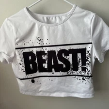 SHEIN Crop Top Large BEAST! Size Large, Black And White, Pit To Pit 17”