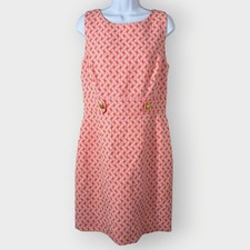 Tahari Womens Shift Dress | 10 | Coral Basketweave | Spring Easter Career Mod