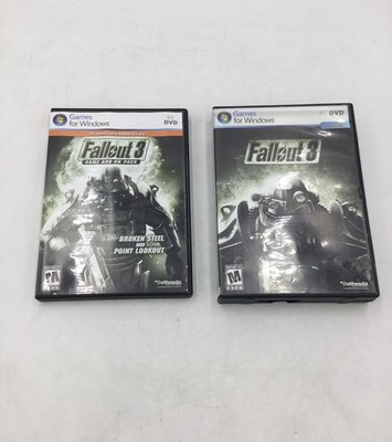 Fallout 3 & Broken Steel Point Lookout Add-on Pack PC Game Lot Bethesda CIB