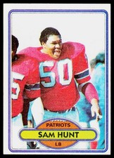 Sam Hunt, 1980 Topps, #62, New England Patriots,