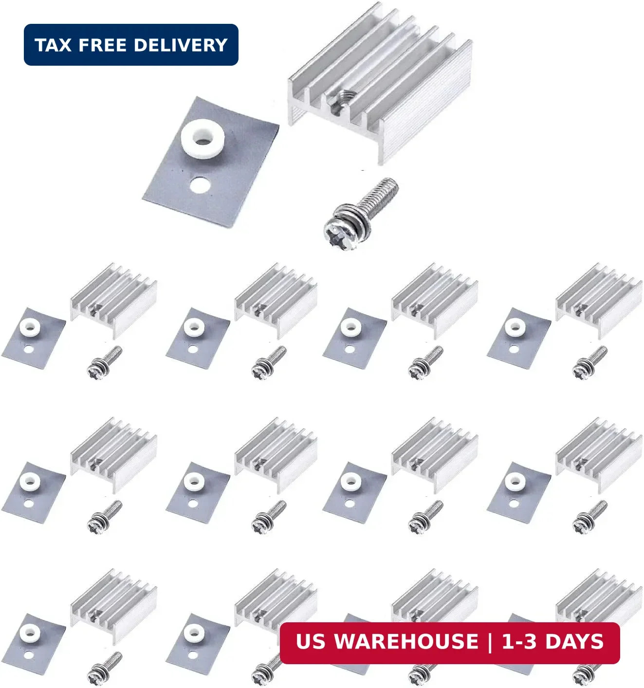 12 Packs TO-220 Heatsink + Insulator/Mounting Kits for LM317 LM317t L7805 L7812