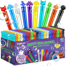 200 PCS Halloween Mini Bubble Wands Party Favors for Kids 10 Colors