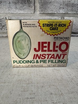 NEW Vintage Jell-O Pistachio Instant Pudding Pie Filling Box General Foods 1983