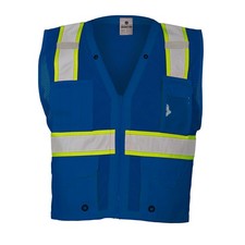ML Kishigo B102-S-M Blue Enhanced Visibility Multi Pocket Mesh Safety Vest S-M