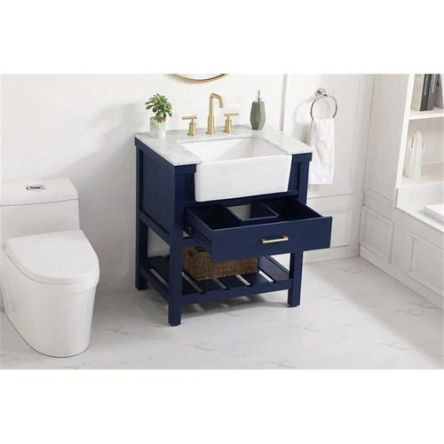 Elegant Decor Clement 30" Aluminum MDF Single Bathroom Vanity in Blue - Picture 8 of 8
