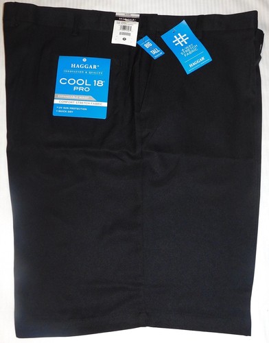 HAGGAR Cool 18 Pro Golf Shorts 4 Way Stretch Expand Waist Wick Big & Tall Black - Picture 4 of 8