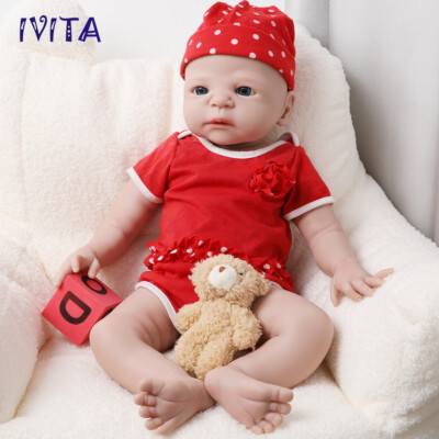 IVITA 54cm Silikon Reborn Babypuppe Mädchen Lebendige Vollsilikon Babypuppe