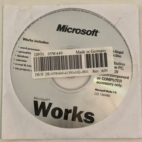 Microsoft Works 7.0 CD PC Computer Laptop Disc Vintage Office Software New Dell - 第 1/4 張圖片