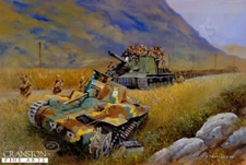 Manchuria  Military art Post card Russian  Soviet SU152  tank animal hunter