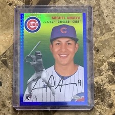 2023 Topps Chrome Platinum Anniversary Miguel Amaya Blue Border Prism RC #85 A-1