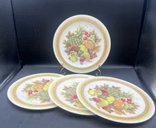 4 Vintage National Home Products Artisan Ware Melamine Mixed Fruits  Plates 10”