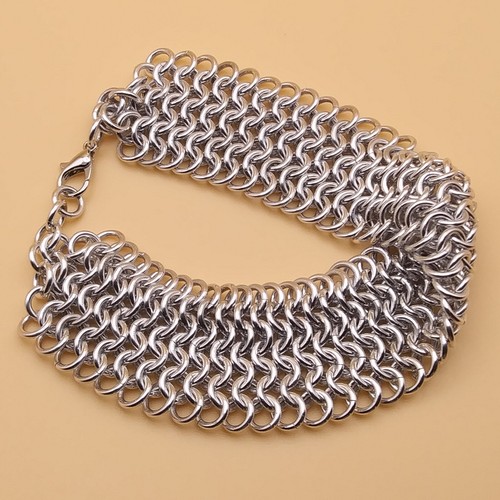 European 4in1 1" wide 18-gauge Handmade Chainmaille Bracelet - Picture 2 of 4