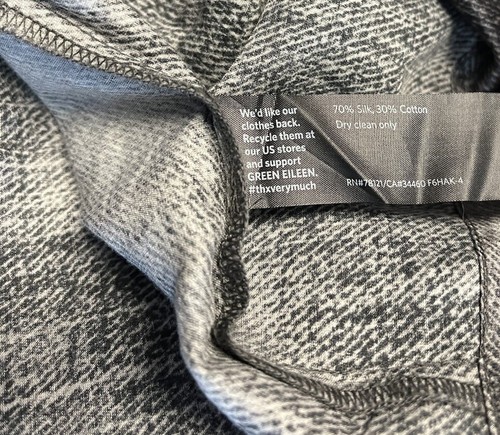 Abito Eileen Fisher piccolo manica corta grigio tubino misto seta Lagenlook Coastal - Foto 8 di 8