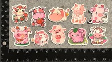 Lot of 10 Assorted Pink Cow Stickers