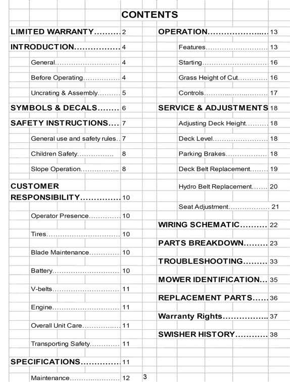 Owners Manual & Parts List -Swisher 27.0 HP Zero-Turn Riding