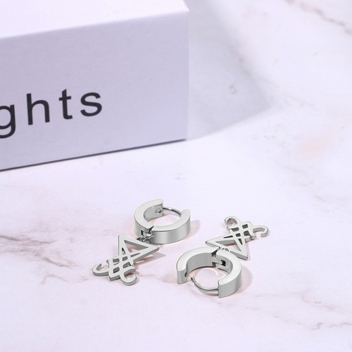Satanic Jewerly Church of Satan Seal of Lucifer Dangle Hinged Earrings Men Women - Picture 9 of 23