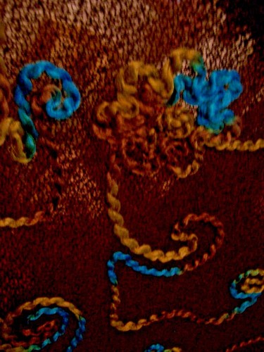 2.5yds EA EMBROIDERED & PLAIN BROWN ITALIAN WOOL BLEND BOUCLE SHEER SWEATER KNIT - Picture 8 of 9