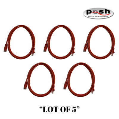 ''Lot of 5'' NEW Ethernet Cable 350 MHz Category 5E Patch Cord 5FT