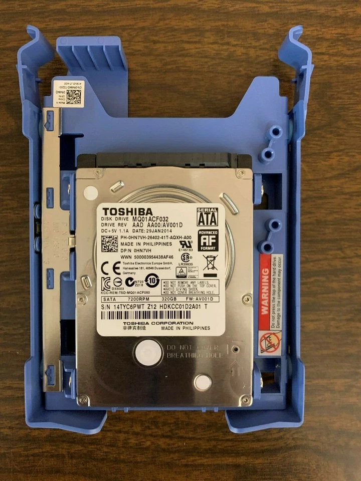 TOSHIBA 320GB SATA 7200rpm 2.5" Hard Drive MQ01ACF032 0HN7VH w/caddy 0R49D - Image 2 of 4