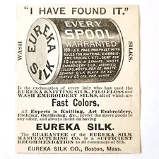 Eureka Silk Thread Spools 1885 Advertisement Victorian Fabrics Boston ADBN1A15