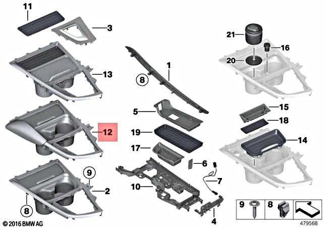 Genuine BMW M3 M4 GTS F80 F82 F83 Cabrio Trim Center Console Front  