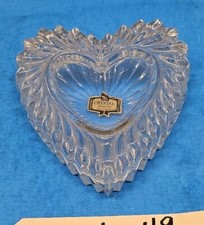 Vintage 24% Lead Crystal Heart Shaped Trinket Dish W/lid