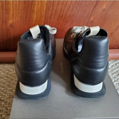 NIB RICK OWENS Maximal Runner Leather Black Pearl Perf Low