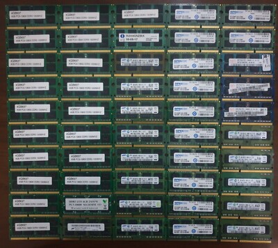 50 x 4GB DDR3 PC3 10600s Laptop Notebook Arbeitsspeicher Ram SODIMM Restposten alles getestet!