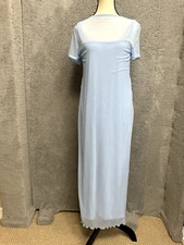 Slip Dress Women Large Blue Sheer Maxi Ruched Fairycore Fairy Ethereal Whimsical