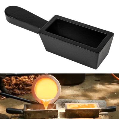 25 oz Cast Iron Loaf Bar Ingot Mold with Handle Melting Gold Silver Copper-Scrap