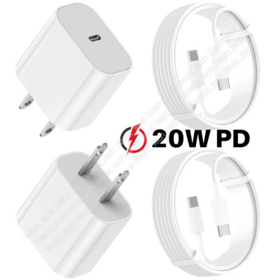20W PD Power Adapter For iPhone 14 13 11 Pro XR XS USB Type-C Fast Charger Cable